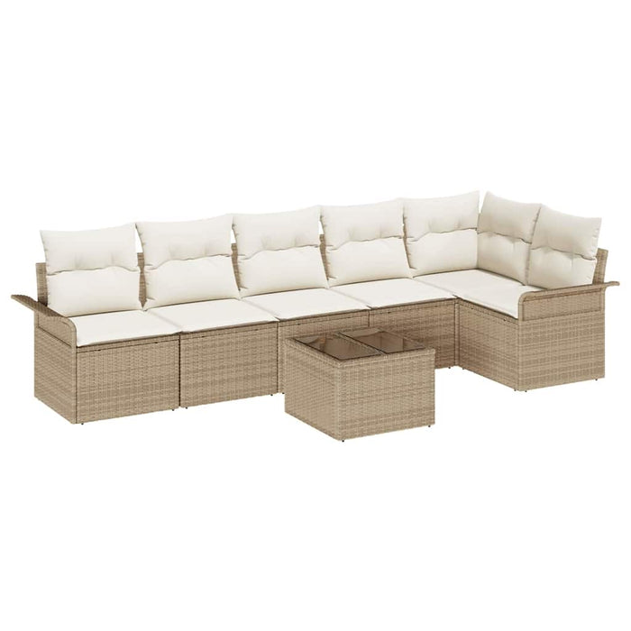 Set de canapele pentru grădină cu pernă 7 pcs Bej Rattan poli - WALTI WALTI