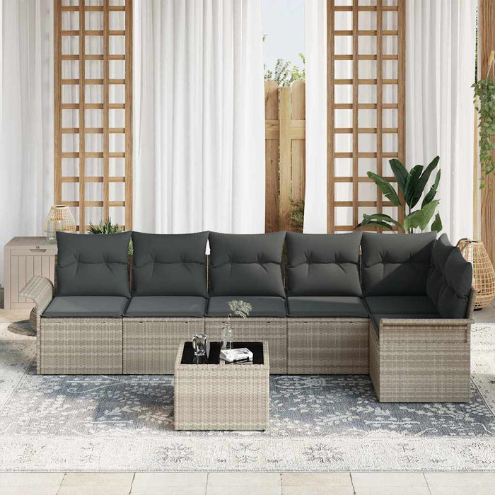 Set de canapele pentru grădină 7 pcs Gri deschis Rattan poli - WALTI WALTI
