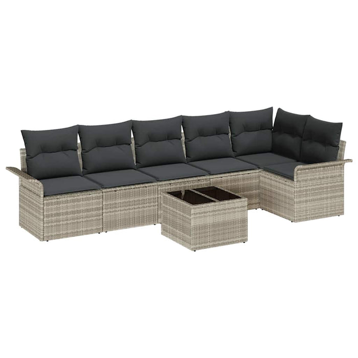Set de canapele pentru grădină 7 pcs Gri deschis Rattan poli - WALTI WALTI