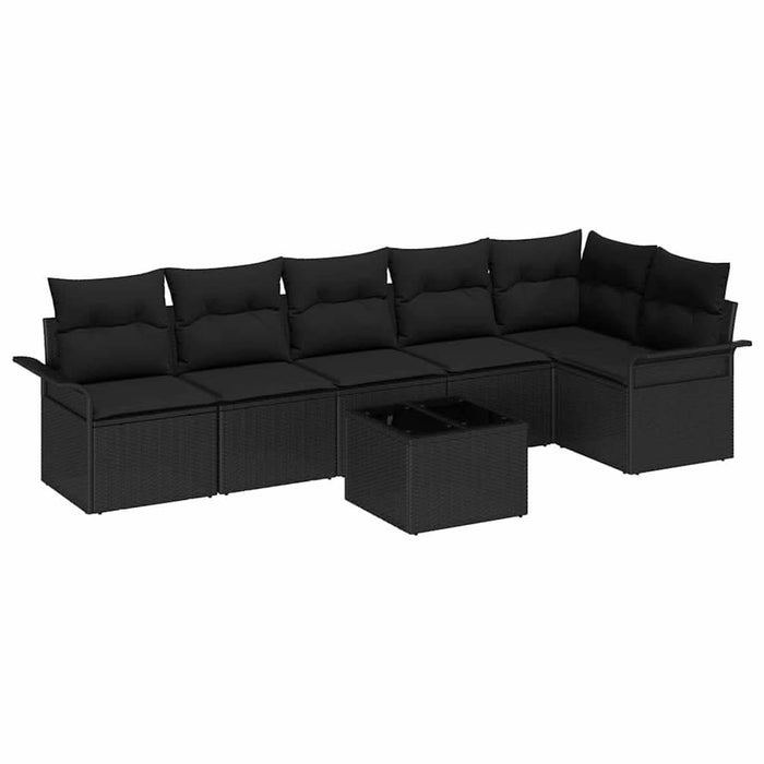 Set de canapele pentru grădină cu pernă 7 pcs Negru Rattan poli - WALTI WALTI