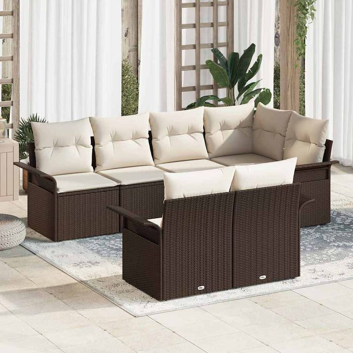 Set de canapele pentru grădină cu pernă 7 pcs Maro Rattan poli - WALTI WALTI