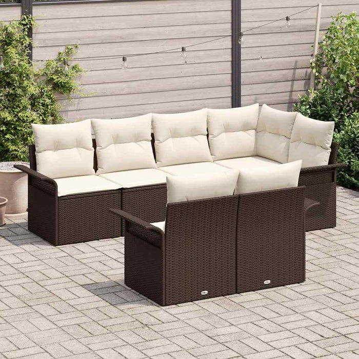 Set de canapele pentru grădină cu pernă 7 pcs Maro Rattan poli - WALTI WALTI