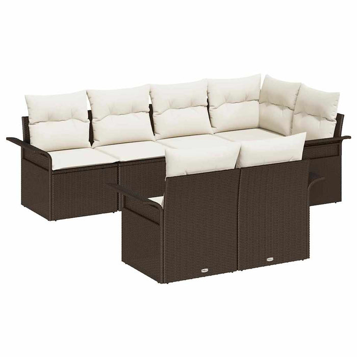 Set de canapele pentru grădină cu pernă 7 pcs Maro Rattan poli - WALTI WALTI
