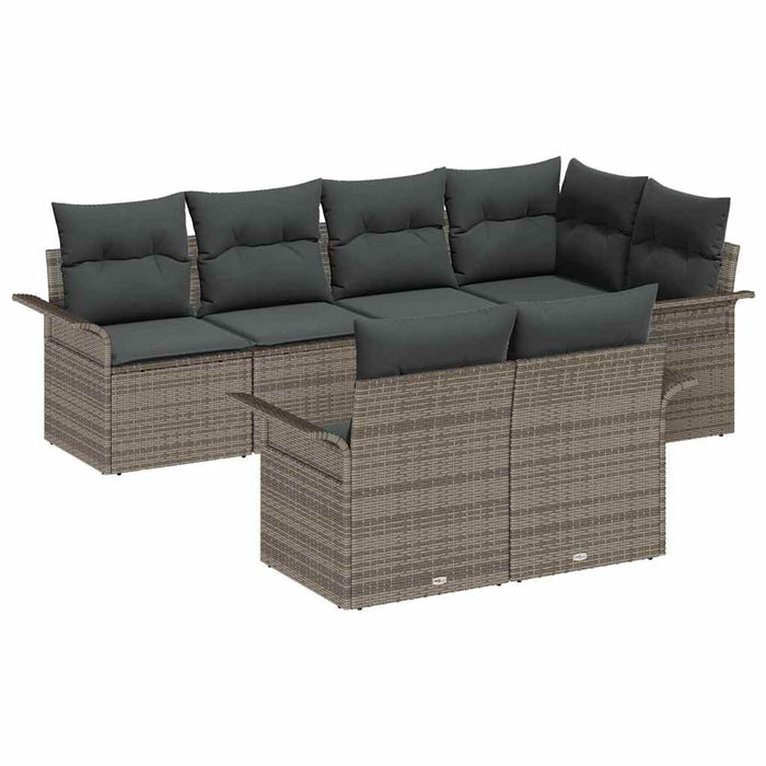 Set de canapele pentru grădină cu pernă 7 pcs Gri Rattan poli - WALTI WALTI