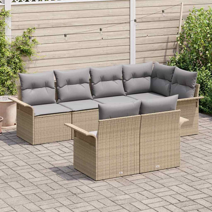 Set de canapele pentru grădină cu pernă 7 pcs Bej Rattan poli - WALTI WALTI