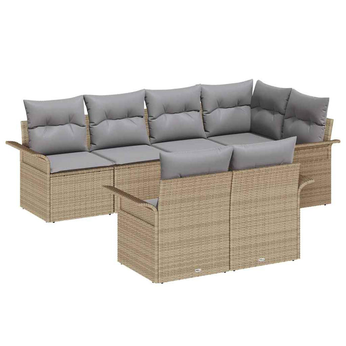 Set de canapele pentru grădină cu pernă 7 pcs Bej Rattan poli - WALTI WALTI