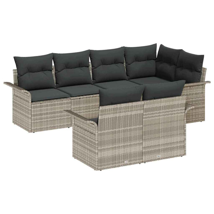 Set de canapele pentru grădină 7 pcs Gri deschis Rattan poli - WALTI WALTI