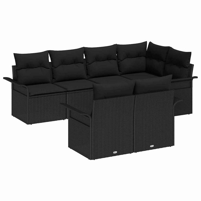Set de canapele pentru grădină cu pernă 7 pcs Negru Rattan poli - WALTI WALTI