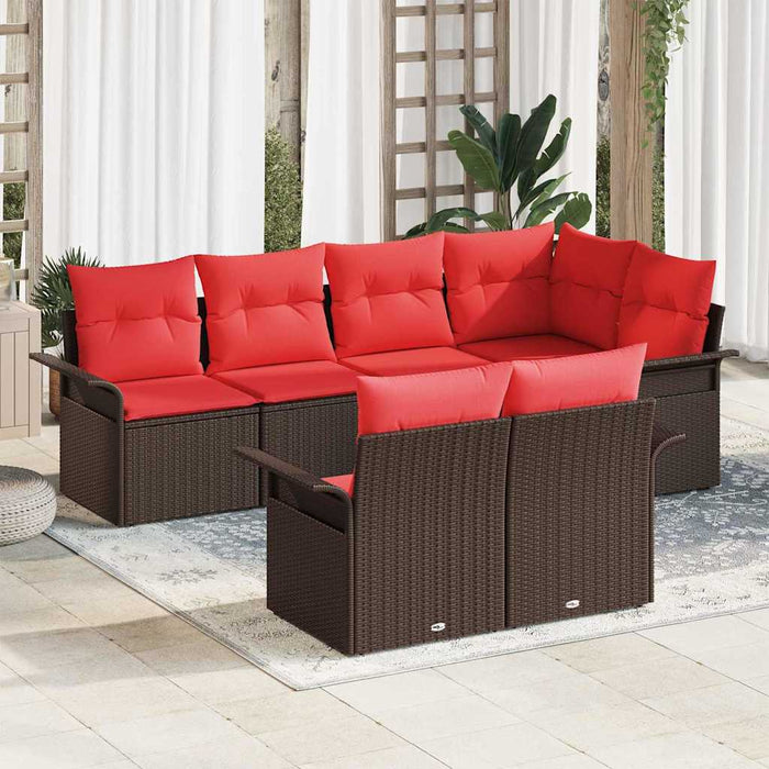 Set de canapele pentru grădină cu pernă 7 pcs Maro poliratan - WALTI WALTI