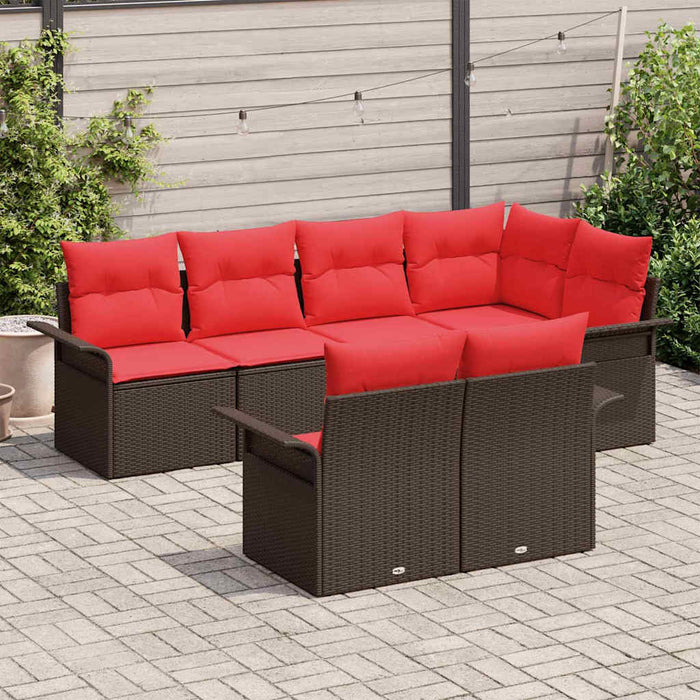 Set de canapele pentru grădină cu pernă 7 pcs Maro poliratan - WALTI WALTI