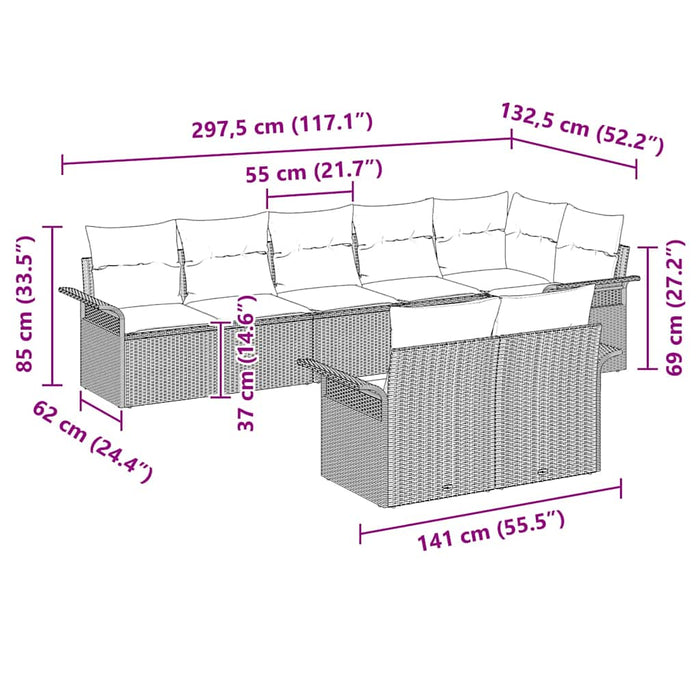 Set de canapele pentru grădină cu pernă 8 pcs Maro Rattan poli - WALTI WALTI