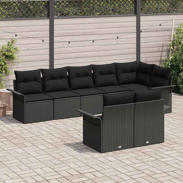 Set de canapele pentru grădină cu pernă 8 pcs Negru Rattan poli - WALTI WALTI
