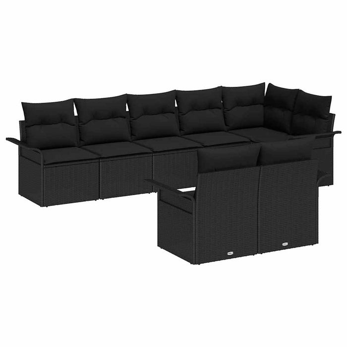 Set de canapele pentru grădină cu pernă 8 pcs Negru Rattan poli - WALTI WALTI