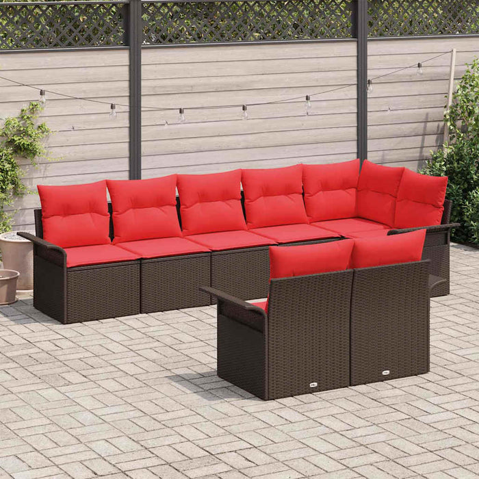 Set de canapele pentru grădină cu pernă 8 pcs Maro poliratan - WALTI WALTI