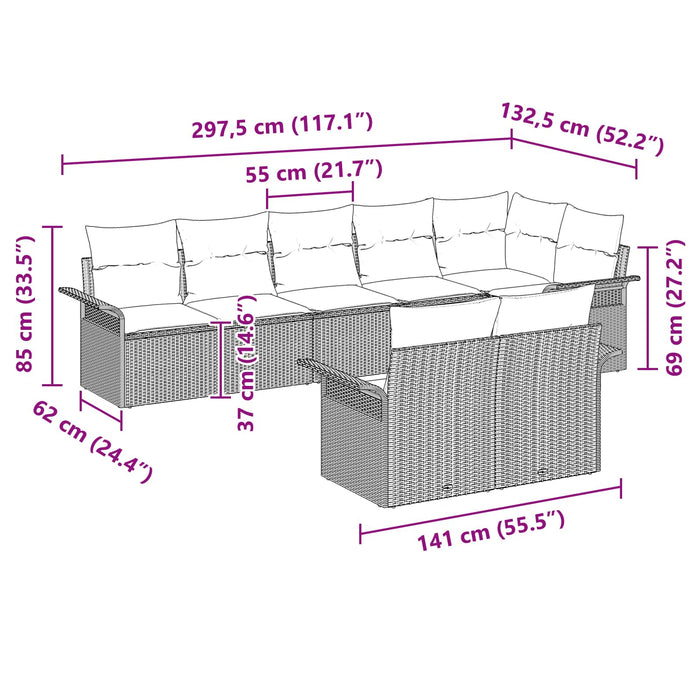Set de canapele pentru grădină cu pernă 8 pcs Maro poliratan - WALTI WALTI