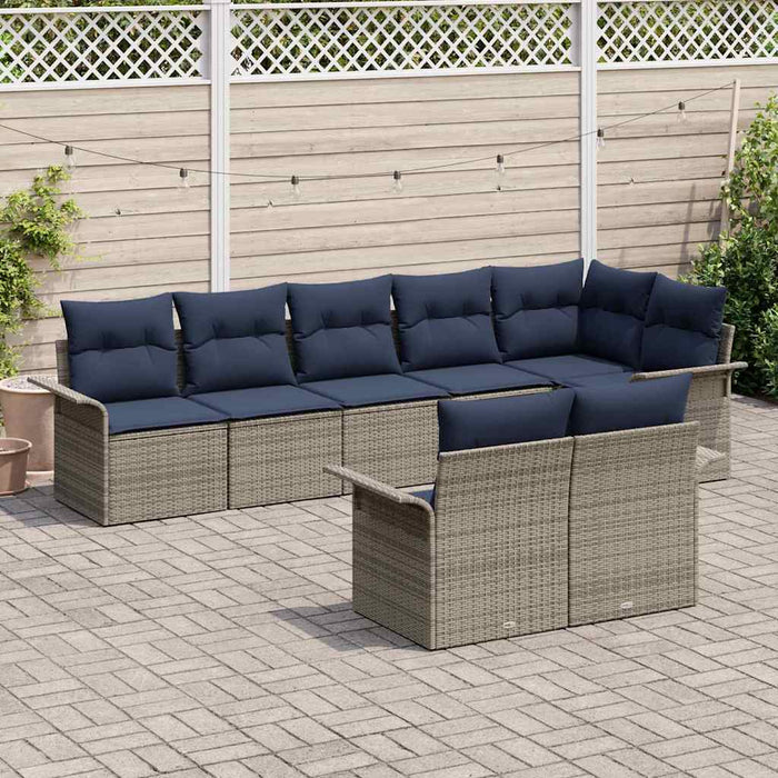 Set de canapele pentru grădină cu pernă 8 pcs Gri poliratan - WALTI WALTI