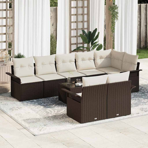 Set de canapele pentru grădină cu pernă 9 pcs Maro Rattan poli - WALTI WALTI