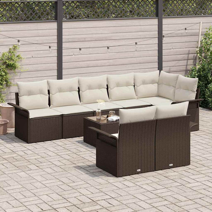 Set de canapele pentru grădină cu pernă 9 pcs Maro Rattan poli - WALTI WALTI