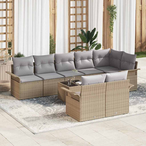Set de canapele pentru grădină cu pernă 9 pcs Bej Rattan poli - WALTI WALTI