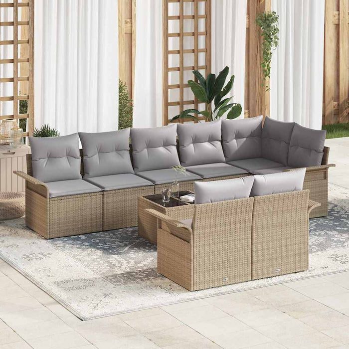 Set de canapele pentru grădină cu pernă 9 pcs Bej Rattan poli - WALTI WALTI