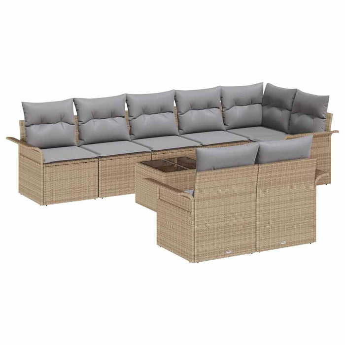 Set de canapele pentru grădină cu pernă 9 pcs Bej Rattan poli - WALTI WALTI