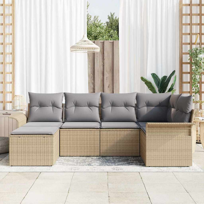 Set de canapele pentru grădină cu pernă 6 pcs Bej Rattan poli - WALTI WALTI