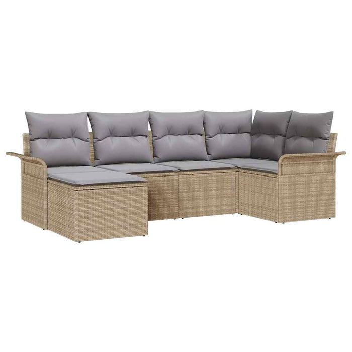 Set de canapele pentru grădină cu pernă 6 pcs Bej Rattan poli - WALTI WALTI