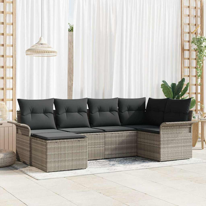 Set de canapele pentru grădină 6 pcs Gri deschis Rattan poli - WALTI WALTI
