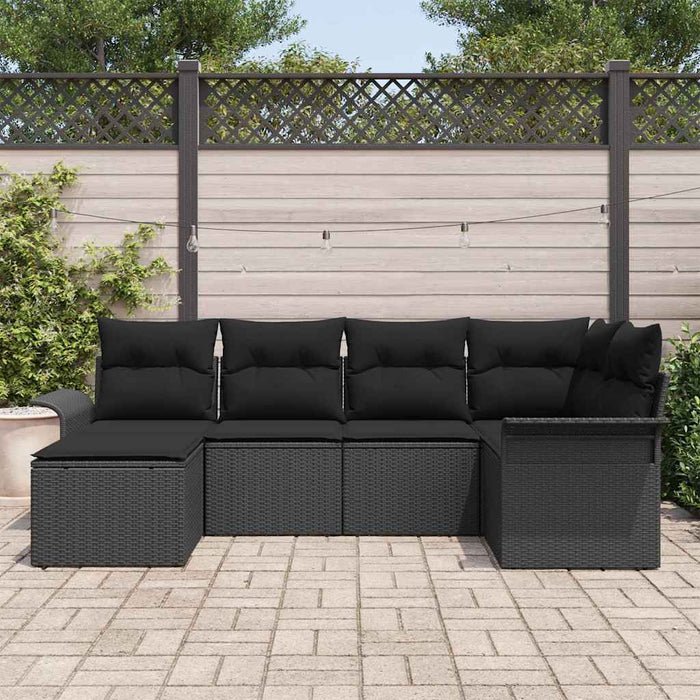 Set de canapele pentru grădină cu pernă 6 pcs Negru Rattan poli - WALTI WALTI