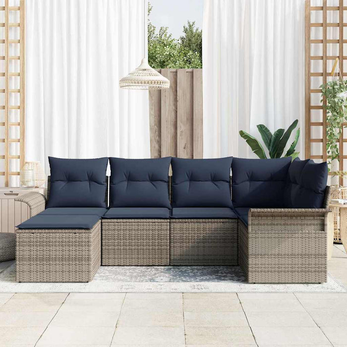 Set de canapele pentru grădină cu pernă 6 pcs Gri poliratan - WALTI WALTI