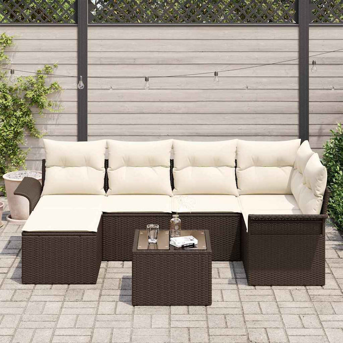 Set de canapele pentru grădină cu pernă 7 pcs Maro Rattan poli - WALTI WALTI