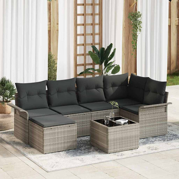 Set de canapele pentru grădină 7 pcs Gri deschis Rattan poli - WALTI WALTI