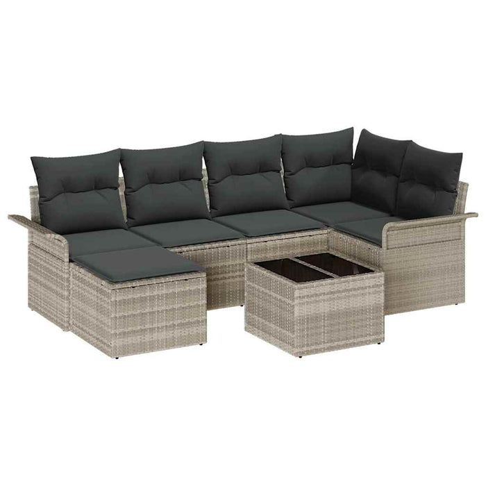 Set de canapele pentru grădină 7 pcs Gri deschis Rattan poli - WALTI WALTI