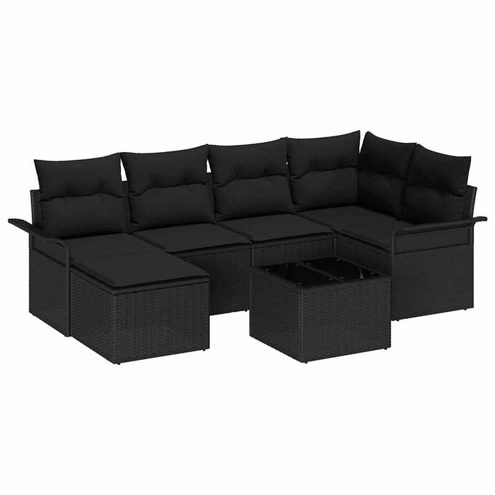 Set de canapele pentru grădină cu pernă 7 pcs Negru Rattan poli - WALTI WALTI