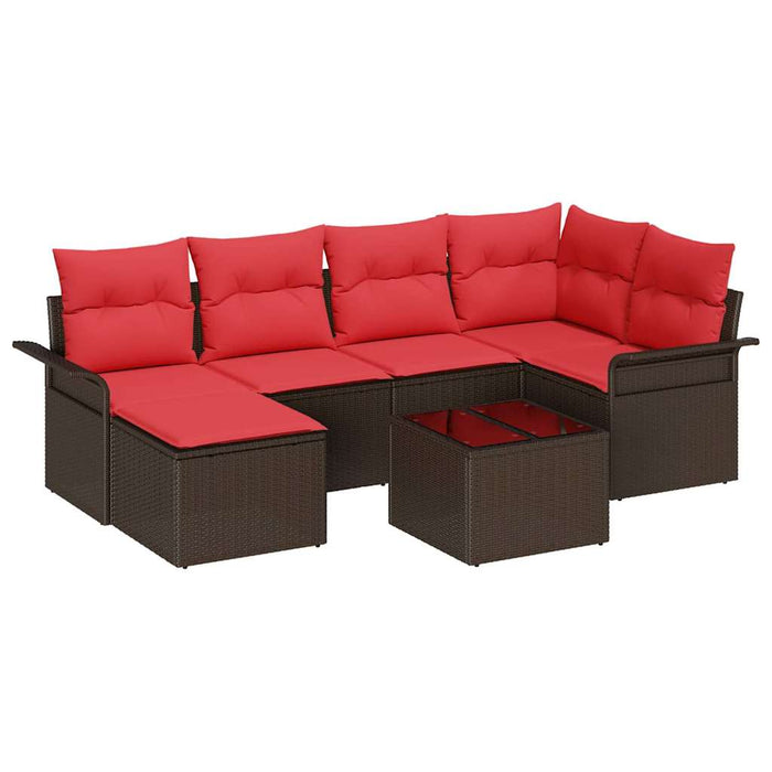 Set de canapele pentru grădină cu pernă 7 pcs Maro poliratan - WALTI WALTI