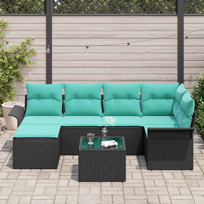 Set de canapele pentru grădină cu pernă 7 pcs Negru Rattan poli - WALTI WALTI