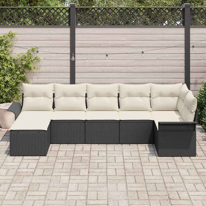 Set de canapele pentru grădină cu pernă 7 pcs Negru Rattan poli - WALTI WALTI
