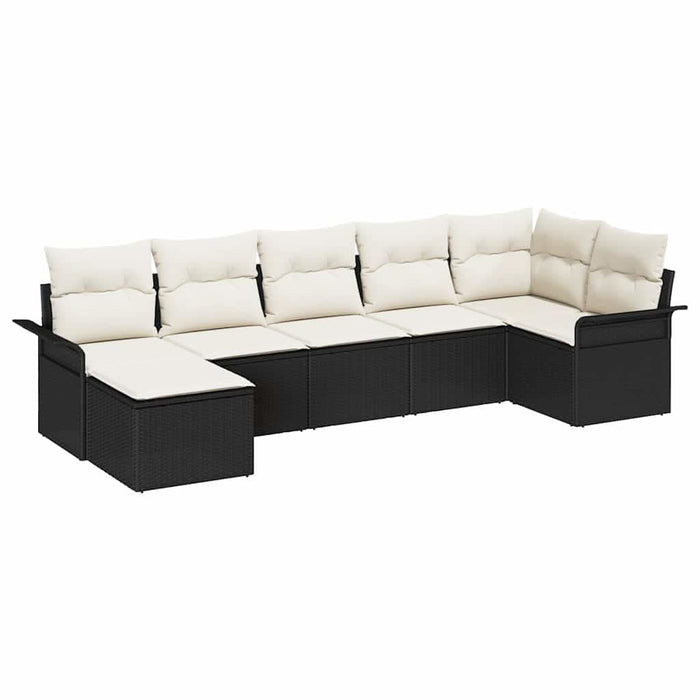 Set de canapele pentru grădină cu pernă 7 pcs Negru Rattan poli - WALTI WALTI