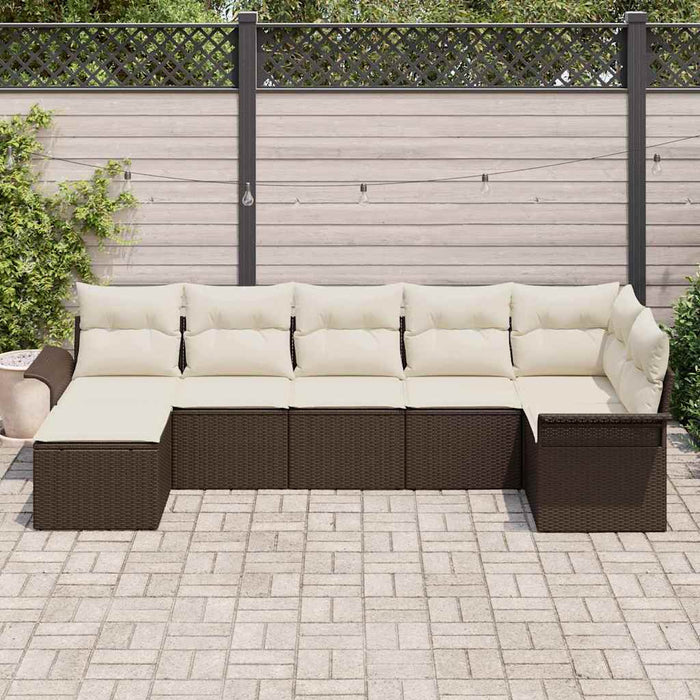 Set de canapele pentru grădină cu pernă 7 pcs Maro Rattan poli - WALTI WALTI