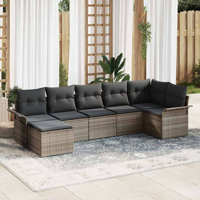 Set de canapele pentru grădină cu pernă 7 pcs Gri Rattan poli - WALTI WALTI