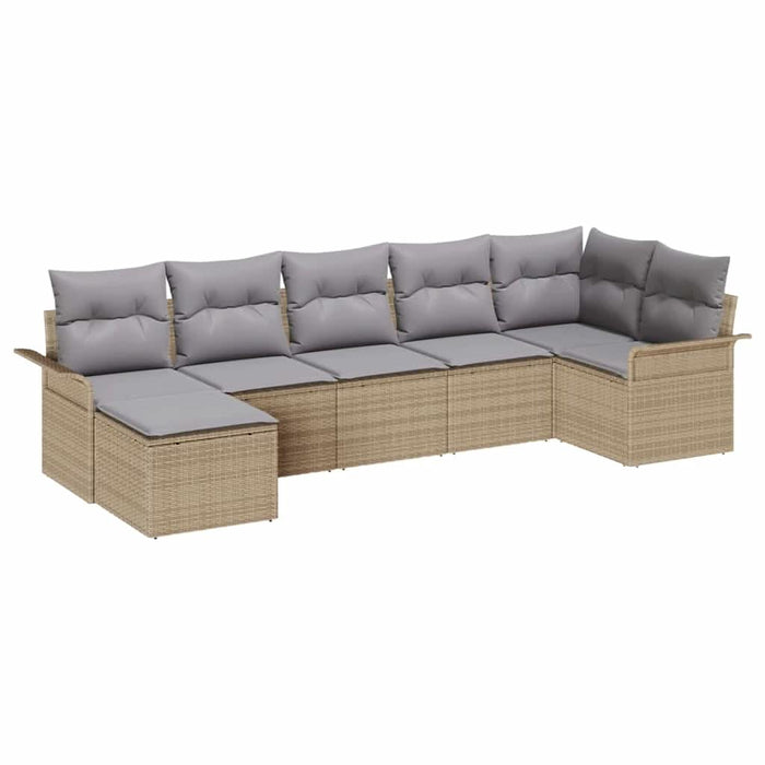 Set de canapele pentru grădină cu pernă 7 pcs Bej Rattan poli - WALTI WALTI