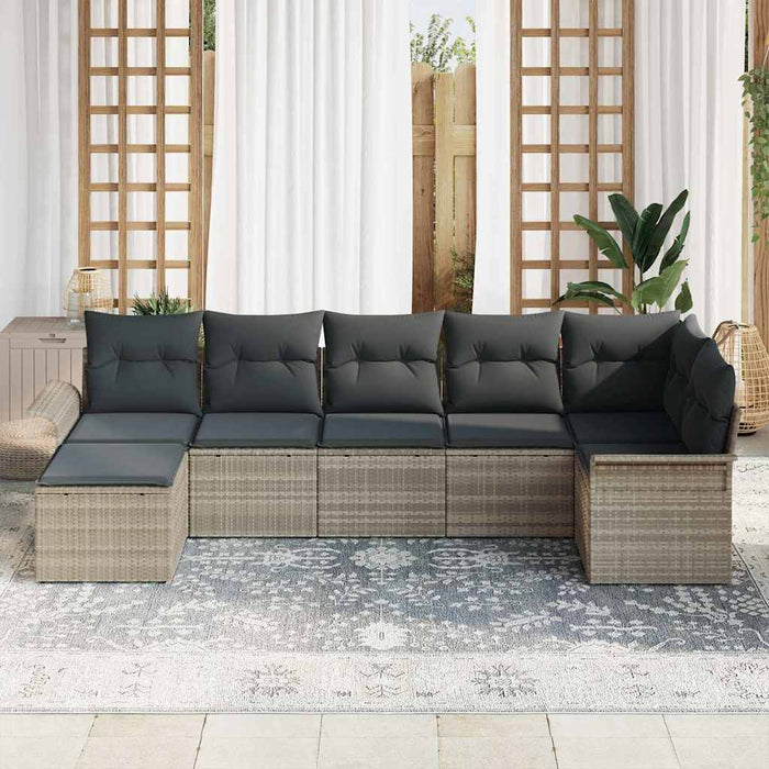 Set de canapele pentru grădină 7 pcs Gri deschis Rattan poli - WALTI WALTI