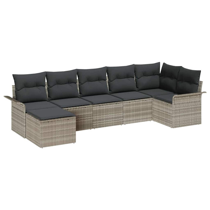 Set de canapele pentru grădină 7 pcs Gri deschis Rattan poli - WALTI WALTI