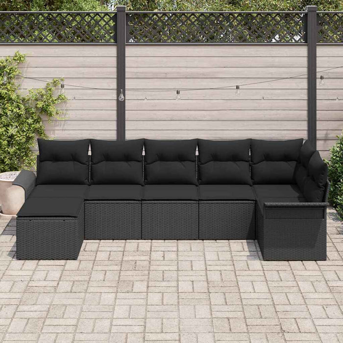 Set de canapele pentru grădină cu pernă 7 pcs Negru Rattan poli - WALTI WALTI