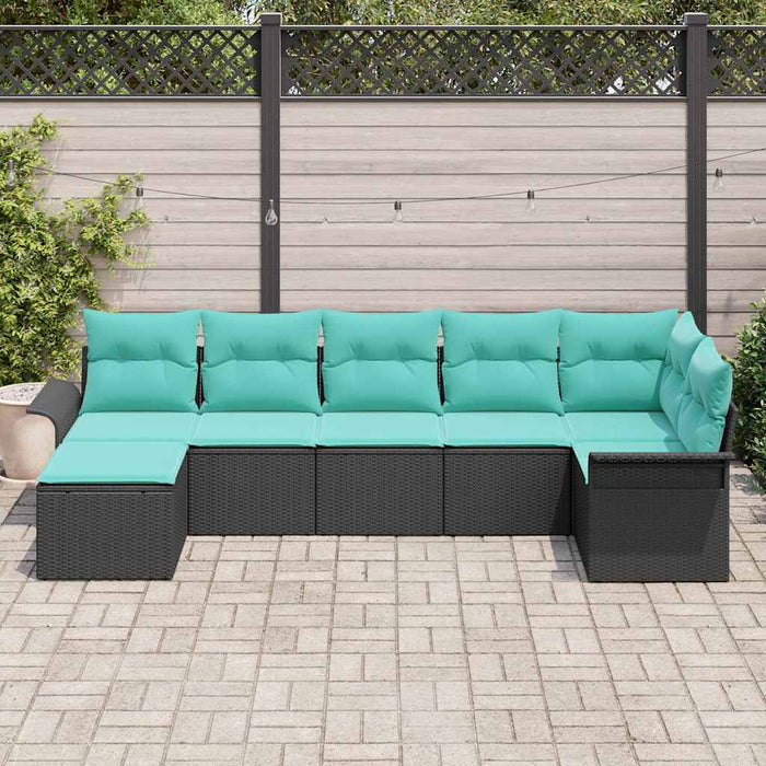 Set de canapele pentru grădină cu pernă 7 pcs Negru poliratan - WALTI WALTI