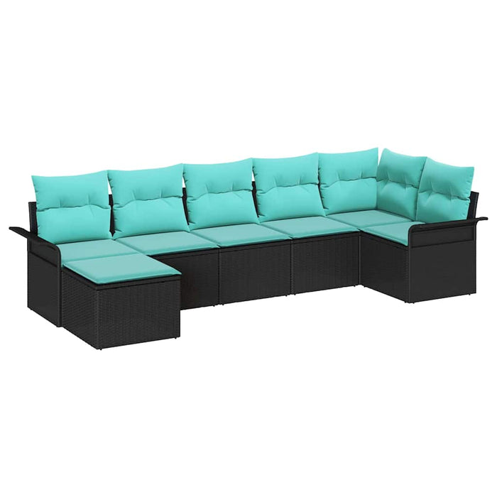 Set de canapele pentru grădină cu pernă 7 pcs Negru poliratan - WALTI WALTI