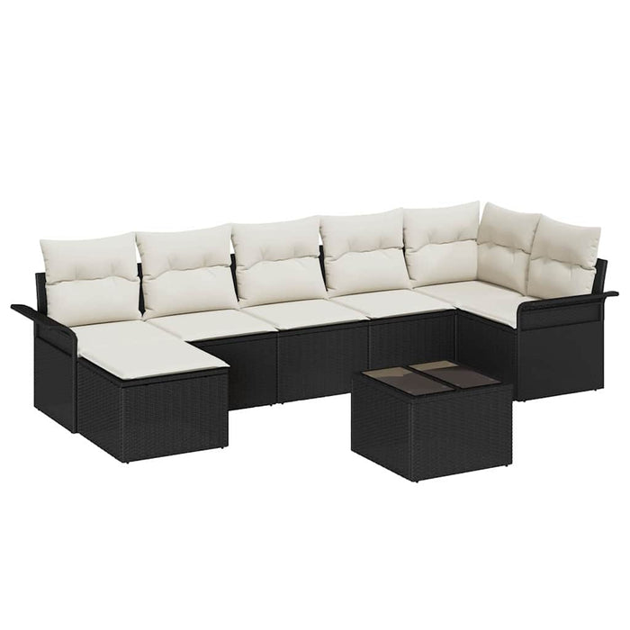 Set de canapele pentru grădină cu pernă 8 pcs Negru Rattan poli - WALTI WALTI