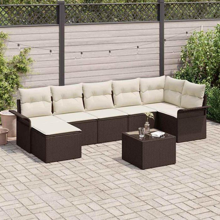 Set de canapele pentru grădină cu pernă 8 pcs Maro Rattan poli - WALTI WALTI