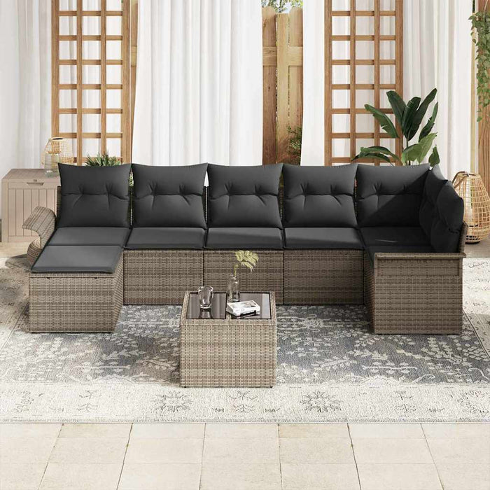 Set de canapele pentru grădină cu pernă 8 pcs Gri Rattan poli - WALTI WALTI