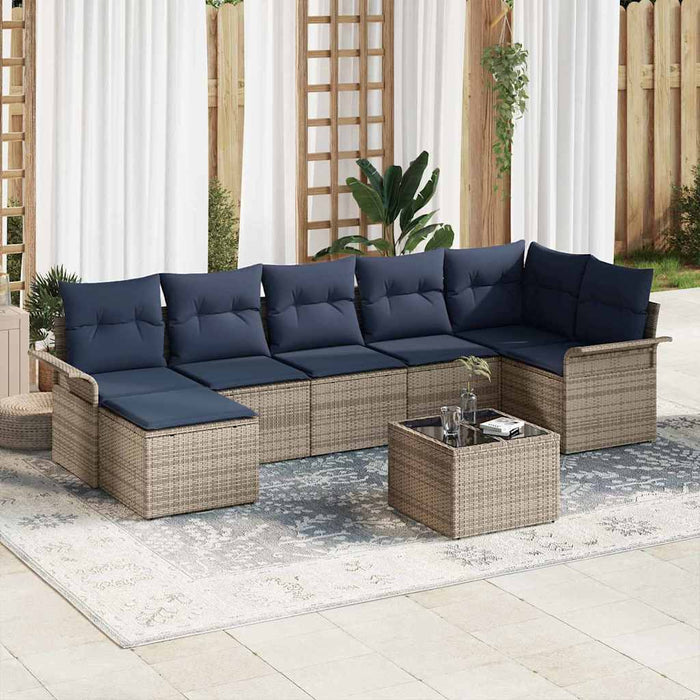 Set de canapele pentru grădină cu pernă 8 pcs Gri Rattan poli - WALTI WALTI